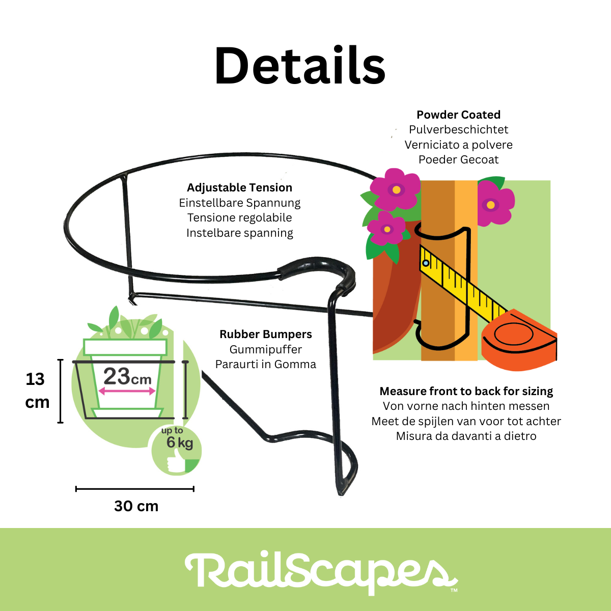 Paquet de 6 - RailScapes porte-plantes - Barres étroites