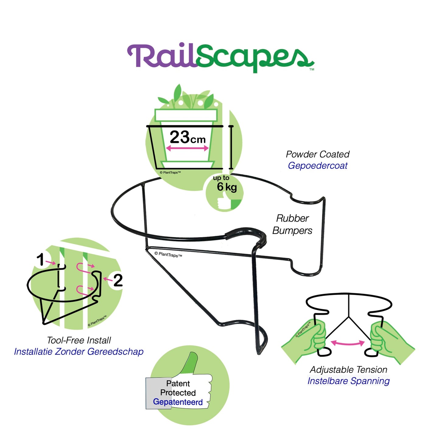 Paquet de 3 - RailScapes porte-plantes - Barres étroites
